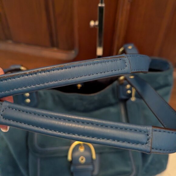 Coach EUC+ Teal Green Suede Shoulder Bag - Picture 16 of 16